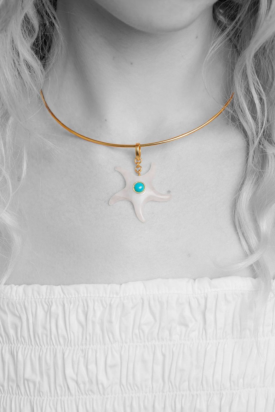 White Quartz Star Fish Pendant