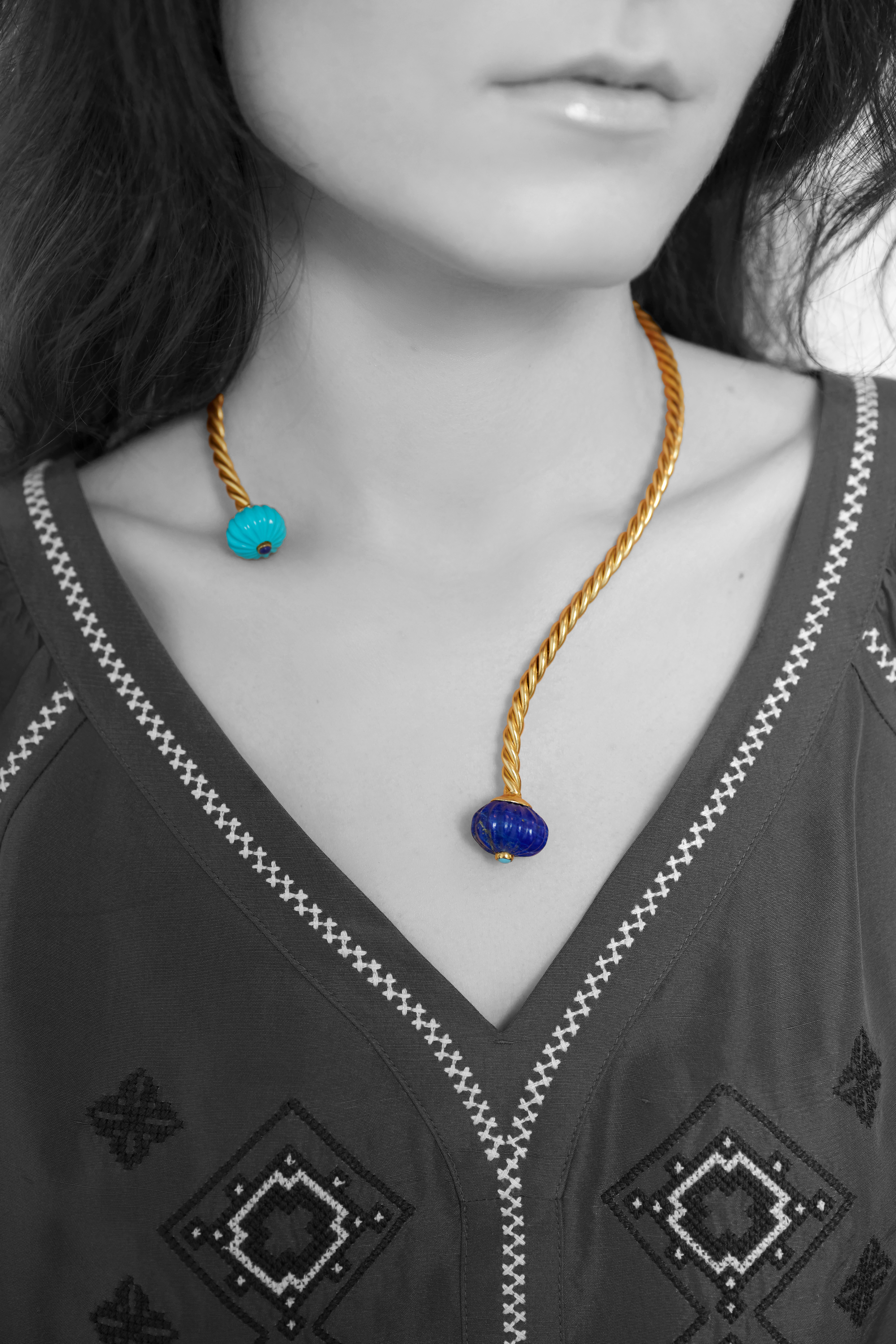 Lapis Lazuli and synthetic Turquoise Mariners Necklace