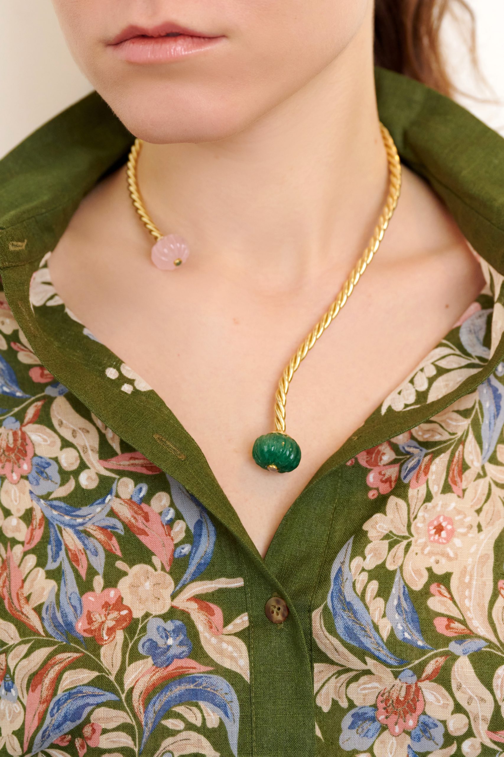 Tanzurine quartz and rose quartz Mariners Necklace